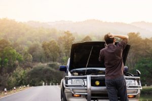 Man Stranded With Truck And Calling Towing Service For Help