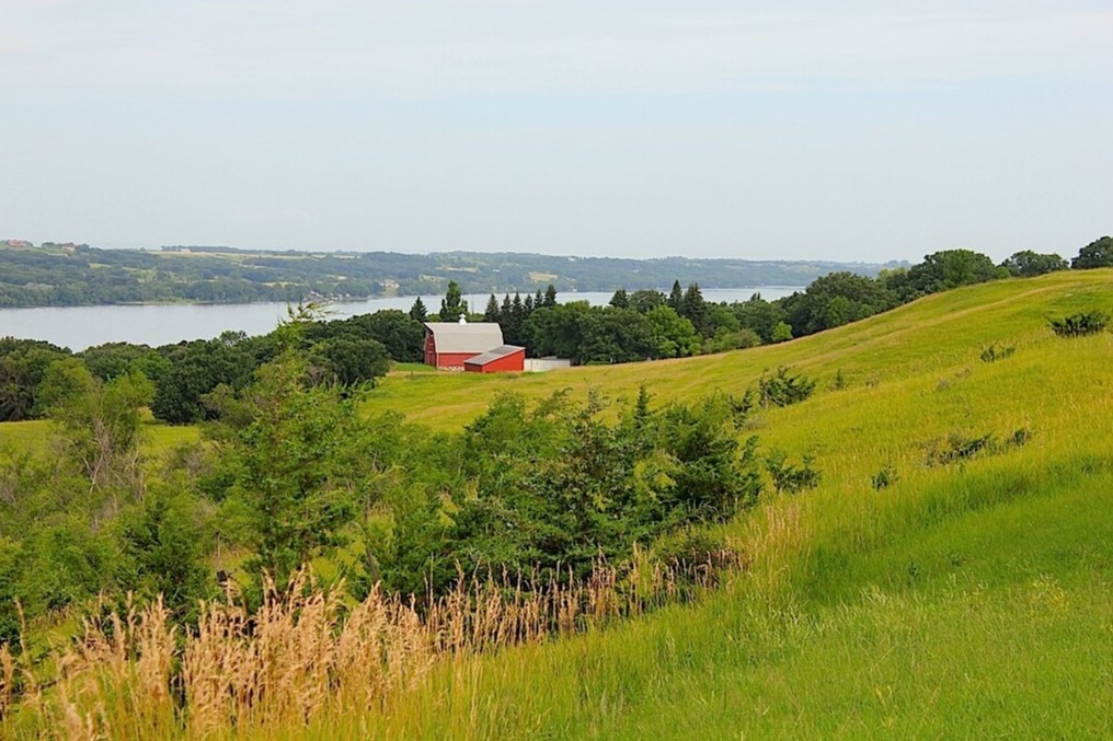 Minnesota River Valley Byway - Red Farmhouse Near River
